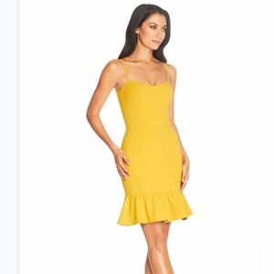 Dress the Population Mira Sunny Yellow Spaghetti-Strap Ruffle Hem Mini Dress